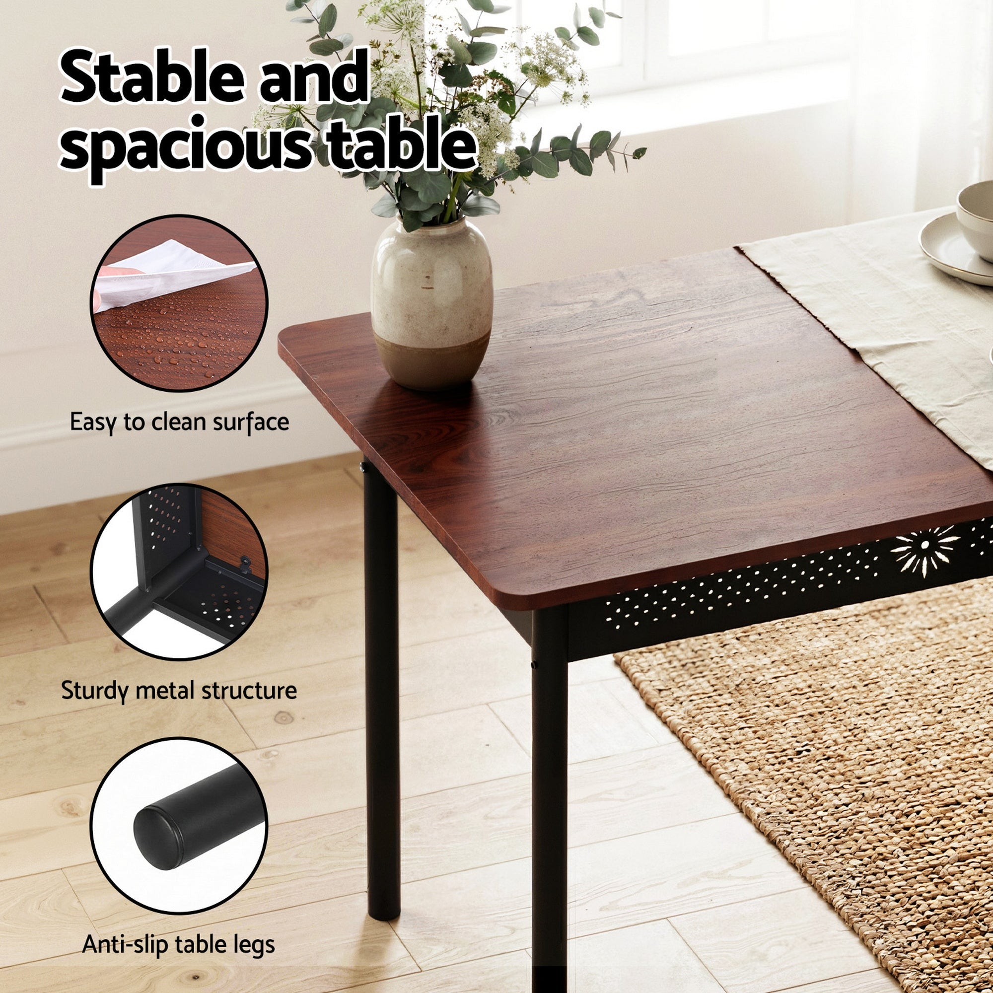 Dining Table and Chairs Set of 5 Compact Kitchen Furniture Upholstered - Furniture > Dining > Dining Set - Rivercity House & Home Co. (ABN 18 642 972 209) - Affordable Modern Furniture Australia