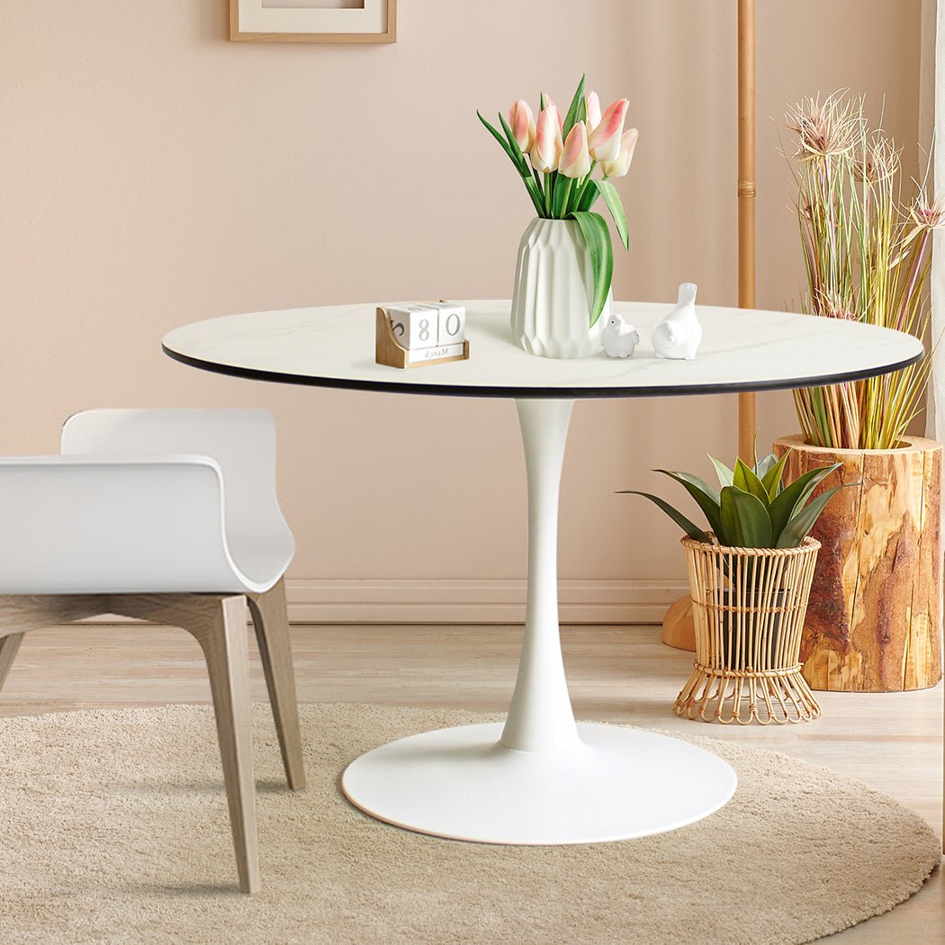 Dining Table for 6 Persons with Lacquered Wooden Top - White - Rivercity House & Home Co. (ABN 18 642 972 209) - Affordable Modern Furniture Australia