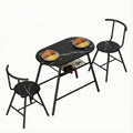 3PC Bistro Dining Table Set with Wine Rack Black Marble Style
