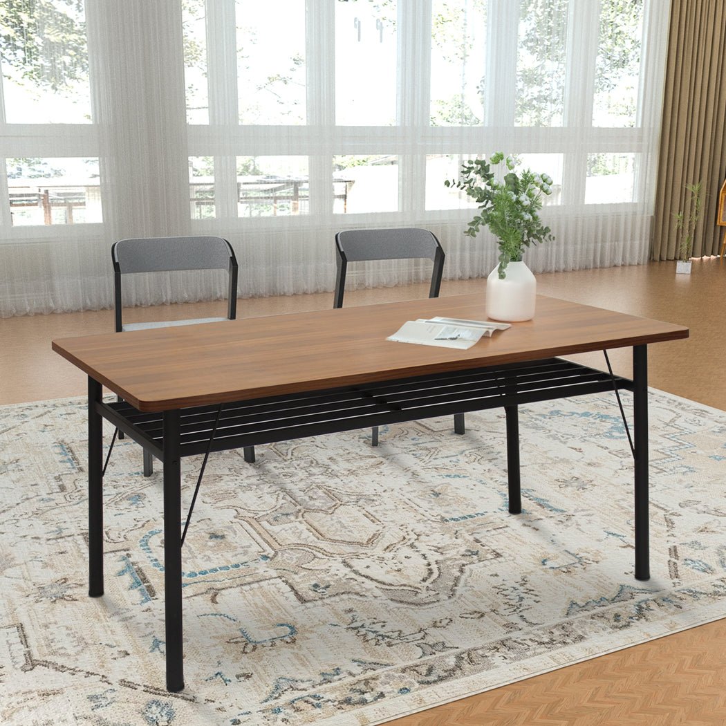 Dining Table with Storage Shelf 4 - 6 Seater 150cm - Brown - Rivercity House & Home Co. (ABN 18 642 972 209) - Affordable Modern Furniture Australia