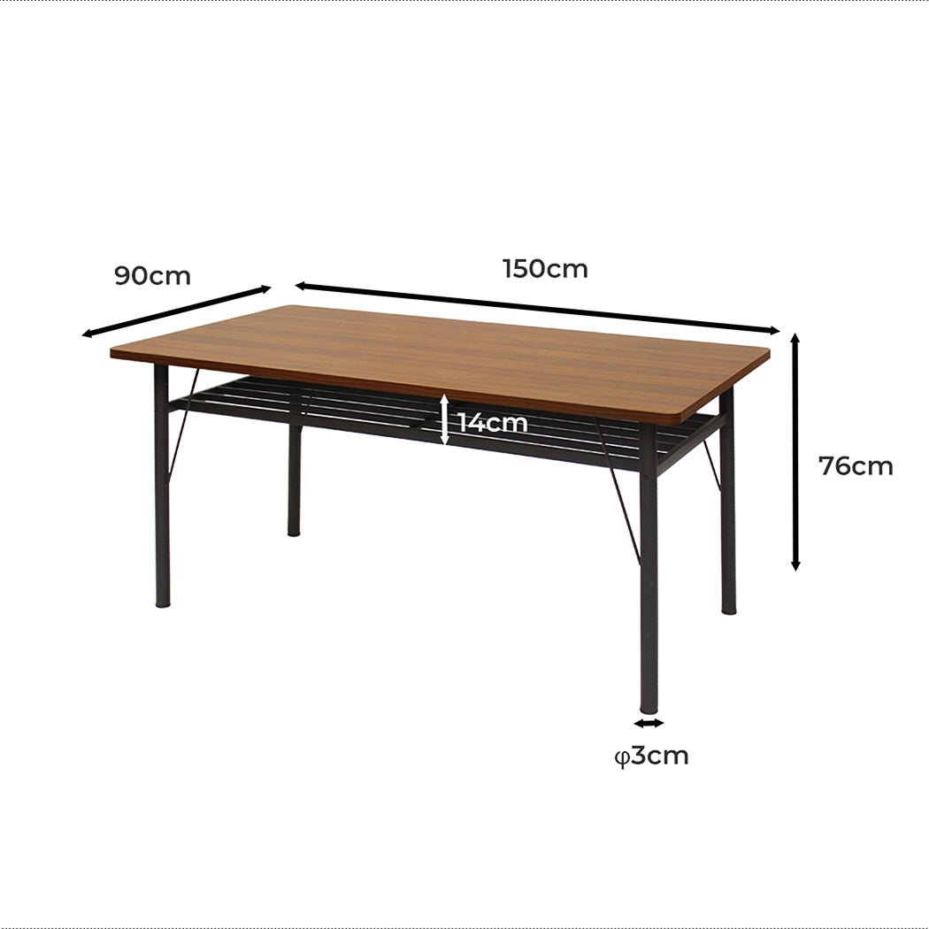 Dining Table with Storage Shelf 4 - 6 Seater 150cm - Brown - Rivercity House & Home Co. (ABN 18 642 972 209) - Affordable Modern Furniture Australia