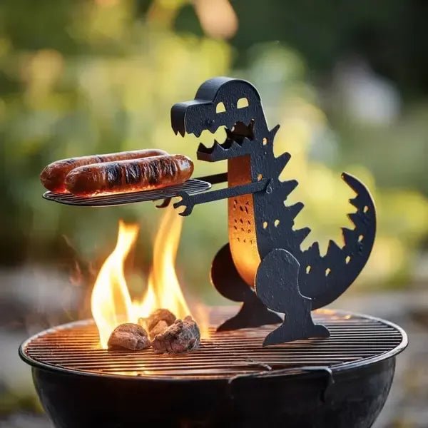 Dinosaur-Shaped Stainless Steel Sausage Holder for BBQ Grills and Outdoor Cooking - Black - Home & Garden > BBQ > BBQs & Accessories - Rivercity House & Home Co. (ABN 18 642 972 209) - Affordable Modern Furniture Australia