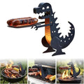 Dinosaur-Shaped Stainless Steel Sausage Holder for BBQ Grills and Outdoor Cooking - Black