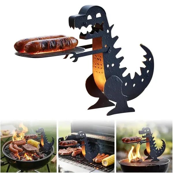 Dinosaur-Shaped Stainless Steel Sausage Holder for BBQ Grills and Outdoor Cooking - Black - Home & Garden > BBQ > BBQs & Accessories - Rivercity House & Home Co. (ABN 18 642 972 209) - Affordable Modern Furniture Australia