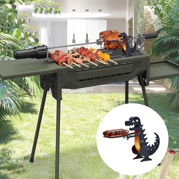 Dinosaur-Shaped Stainless Steel Sausage Holder for BBQ Grills and Outdoor Cooking - Black - Home & Garden > BBQ > BBQs & Accessories - Rivercity House & Home Co. (ABN 18 642 972 209) - Affordable Modern Furniture Australia