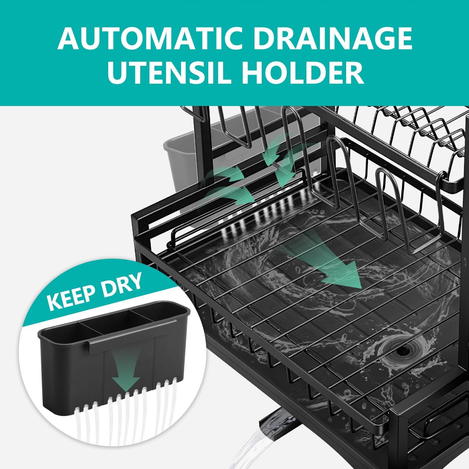 Dish Drying Rack 2 - Tier Kitchen Drainer with Drainboard - Home & Garden > DIY > Kitchen & Bathroom DIY - Rivercity House & Home Co. (ABN 18 642 972 209) - Affordable Modern Furniture Australia