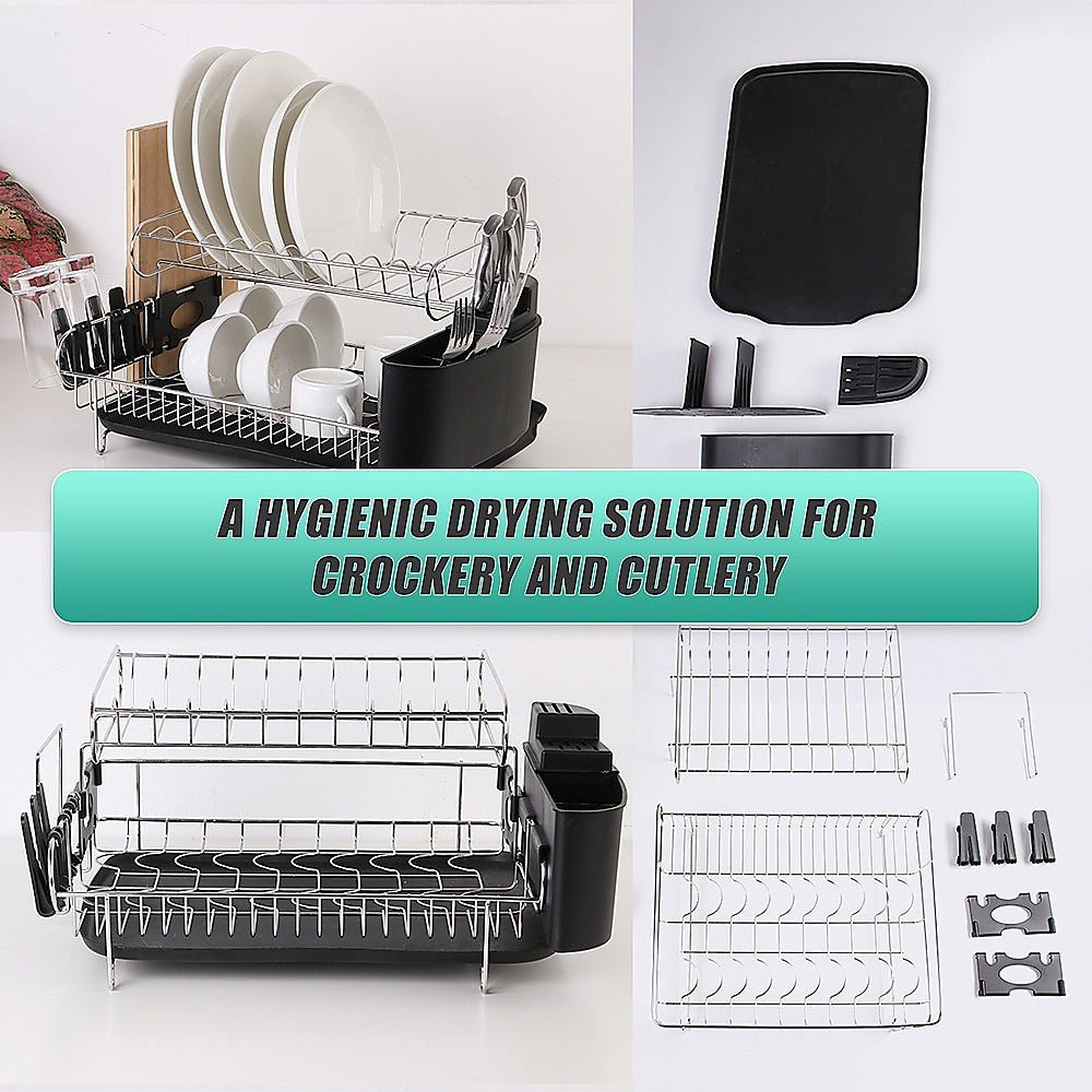 Dish Drying Rack Drainer Cup Plate Holder Cutlery Tray Kitchen Organiser - Home & Garden > Kitchenware > Kitchen Utensils - Rivercity House & Home Co. (ABN 18 642 972 209) - Affordable Modern Furniture Australia