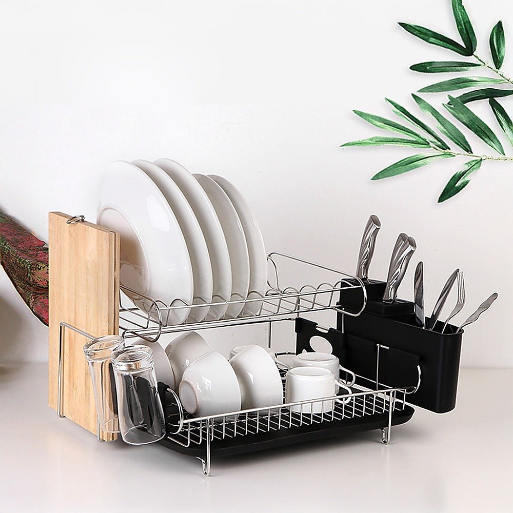 Dish Drying Rack Drainer Cup Plate Holder Cutlery Tray Kitchen Organiser - Home & Garden > Kitchenware > Kitchen Utensils - Rivercity House & Home Co. (ABN 18 642 972 209) - Affordable Modern Furniture Australia