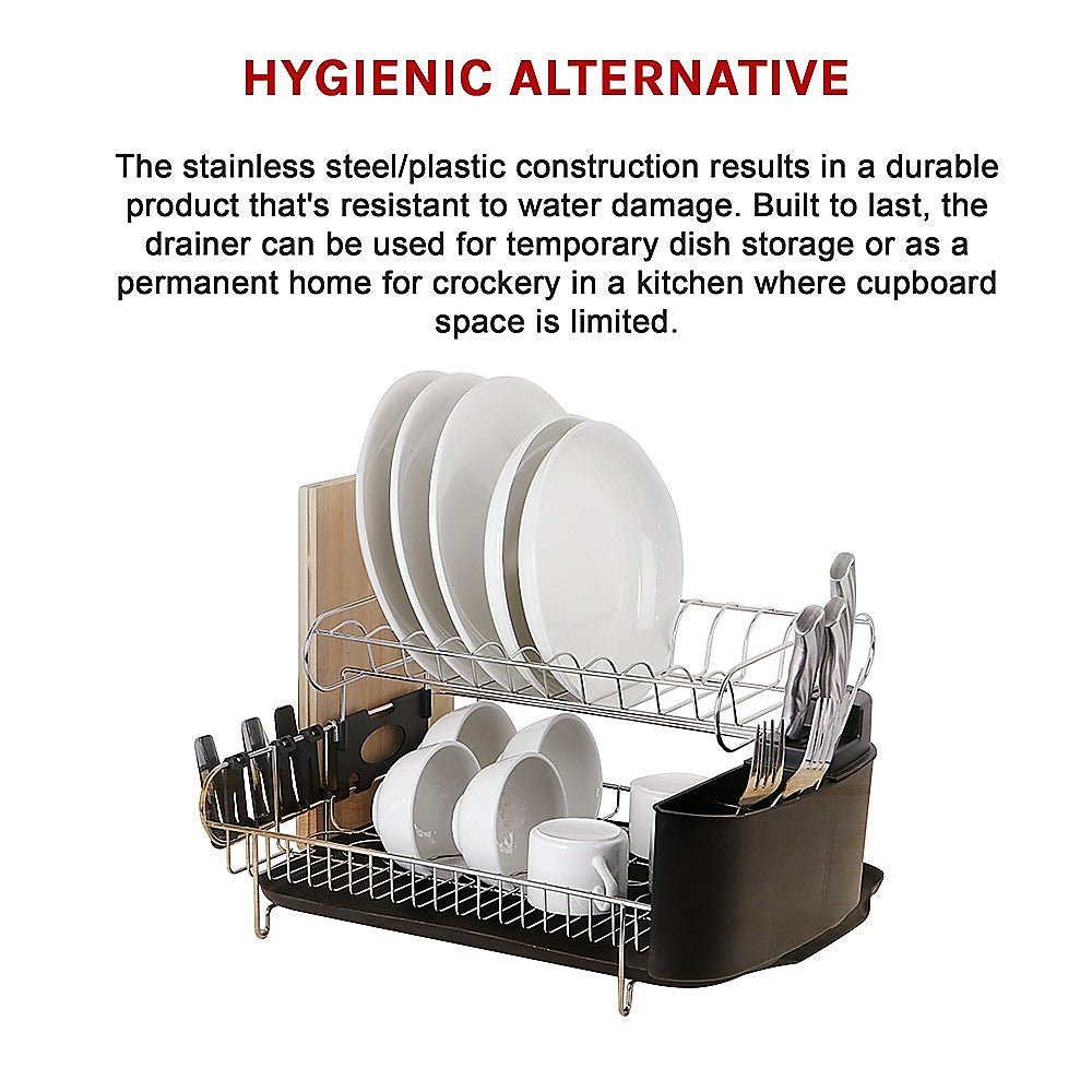 Dish Drying Rack Drainer Cup Plate Holder Cutlery Tray Kitchen Organiser - Home & Garden > Kitchenware > Kitchen Utensils - Rivercity House & Home Co. (ABN 18 642 972 209) - Affordable Modern Furniture Australia