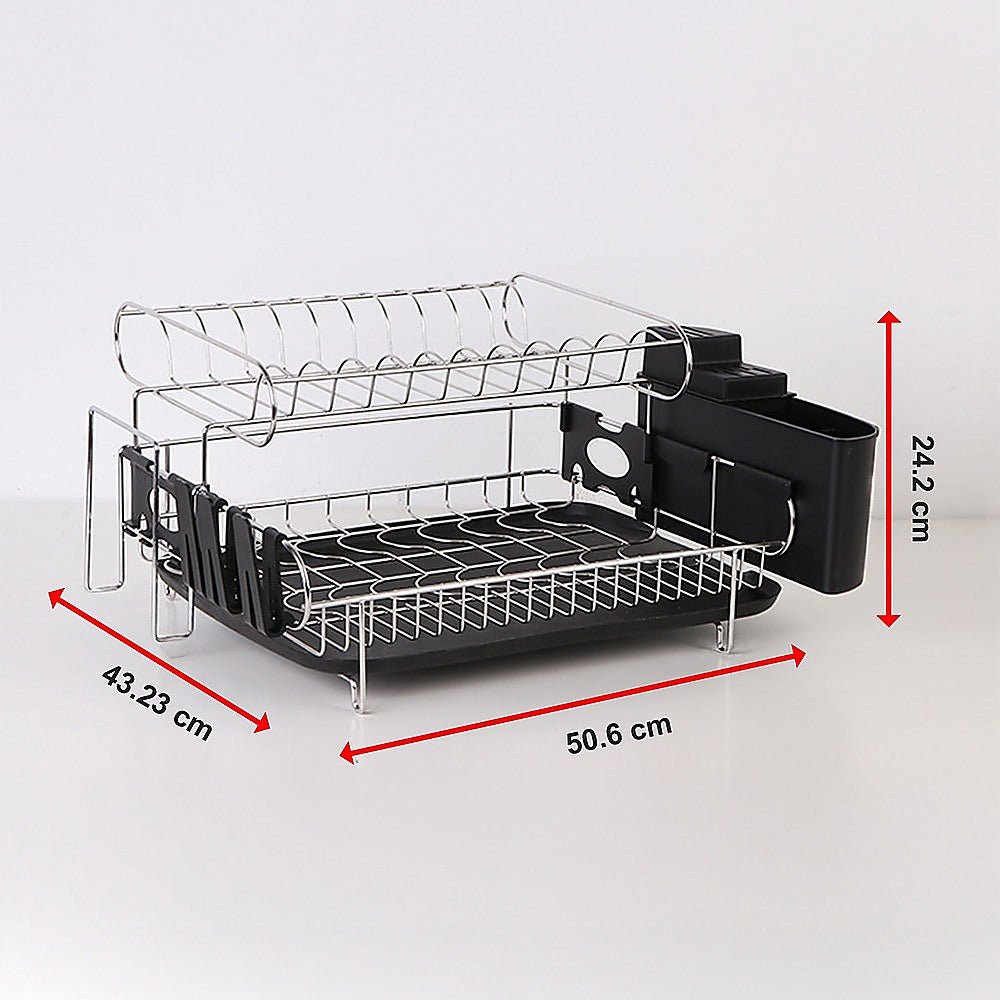 Dish Drying Rack Drainer Cup Plate Holder Cutlery Tray Kitchen Organiser - Home & Garden > Kitchenware > Kitchen Utensils - Rivercity House & Home Co. (ABN 18 642 972 209) - Affordable Modern Furniture Australia
