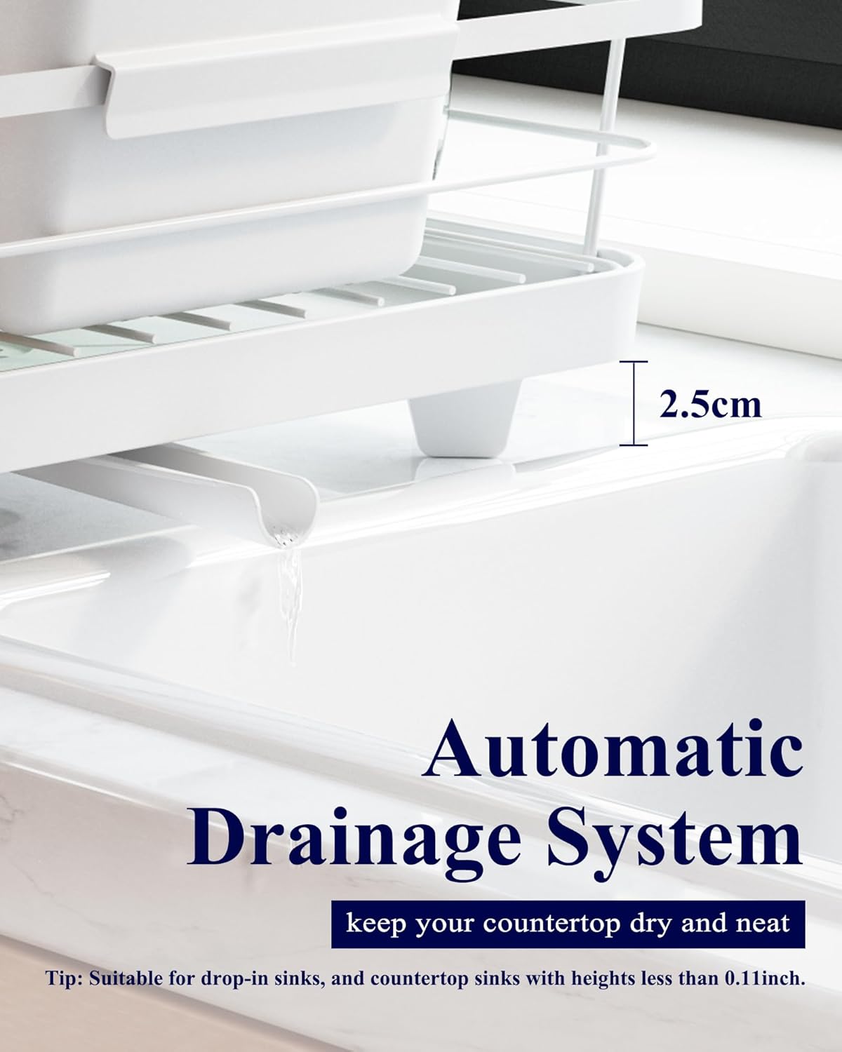 Dish Drying Rack for Kitchen Counter with Removable Drip Tray, Utensil Holder & Cutlery Organiser - Black - Home & Garden > Kitchenware > Dish Racks - Rivercity House & Home Co. (ABN 18 642 972 209) - Affordable Modern Furniture Australia