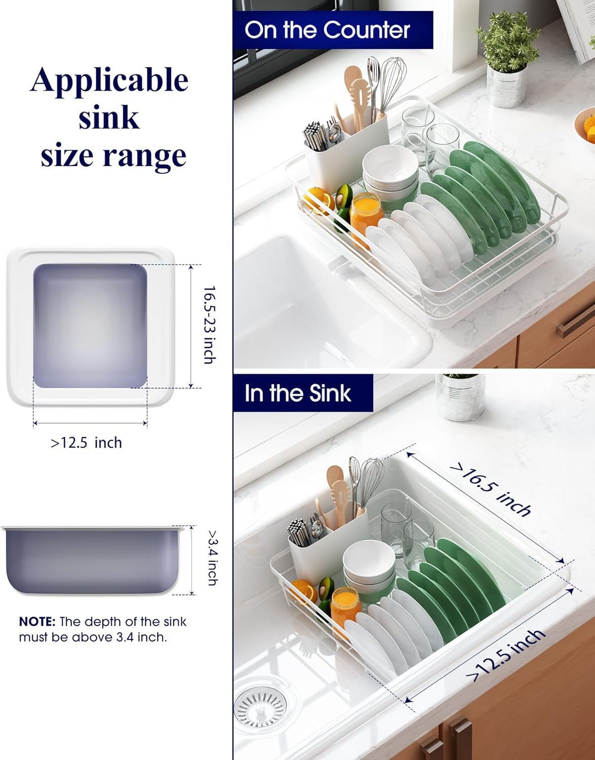 Dish Drying Rack for Kitchen Counter with Removable Drip Tray, Utensil Holder & Cutlery Organiser - Black - Home & Garden > Kitchenware > Dish Racks - Rivercity House & Home Co. (ABN 18 642 972 209) - Affordable Modern Furniture Australia