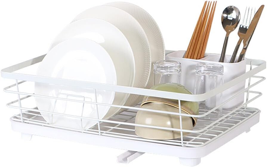 Dish Drying Rack for Kitchen Counter with Removable Drip Tray, Utensil Holder & Cutlery Organiser - Black - Home & Garden > Kitchenware > Dish Racks - Rivercity House & Home Co. (ABN 18 642 972 209) - Affordable Modern Furniture Australia