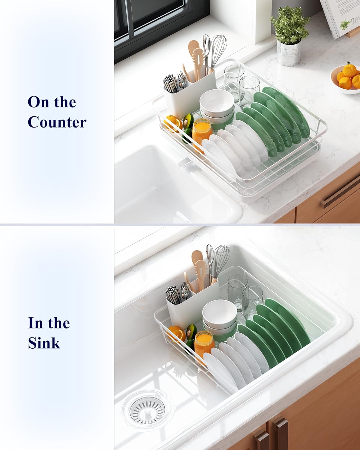 Dish Drying Rack for Kitchen Counter with Removable Drip Tray, Utensil Holder & Cutlery Organiser - Black - Home & Garden > Kitchenware > Dish Racks - Rivercity House & Home Co. (ABN 18 642 972 209) - Affordable Modern Furniture Australia