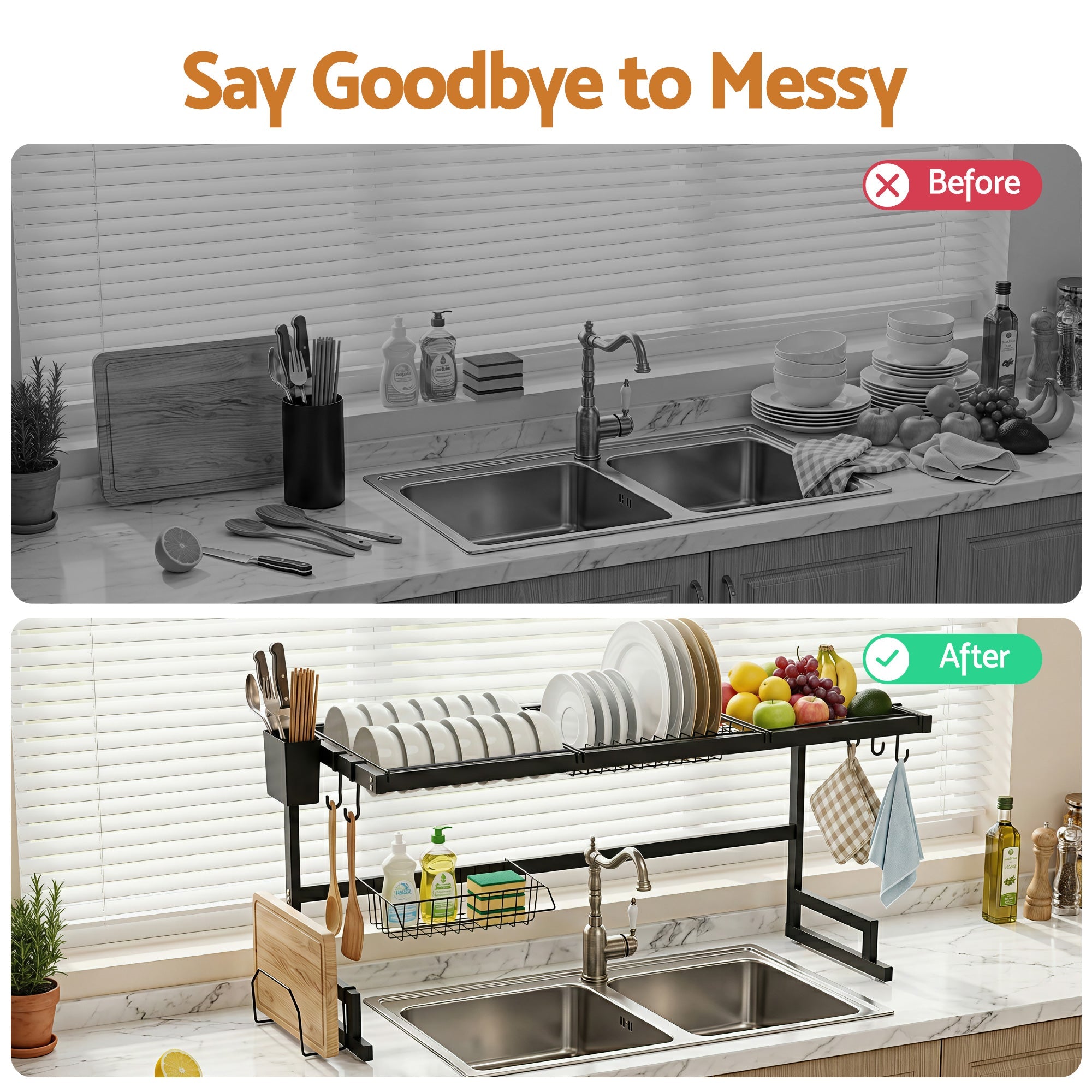 Dish Drying Rack for Kitchen Storage Organisation Kitchen Sink Organiser Dish Drainer - Home & Garden > Kitchenware > Dish Racks - Rivercity House & Home Co. (ABN 18 642 972 209) - Affordable Modern Furniture Australia