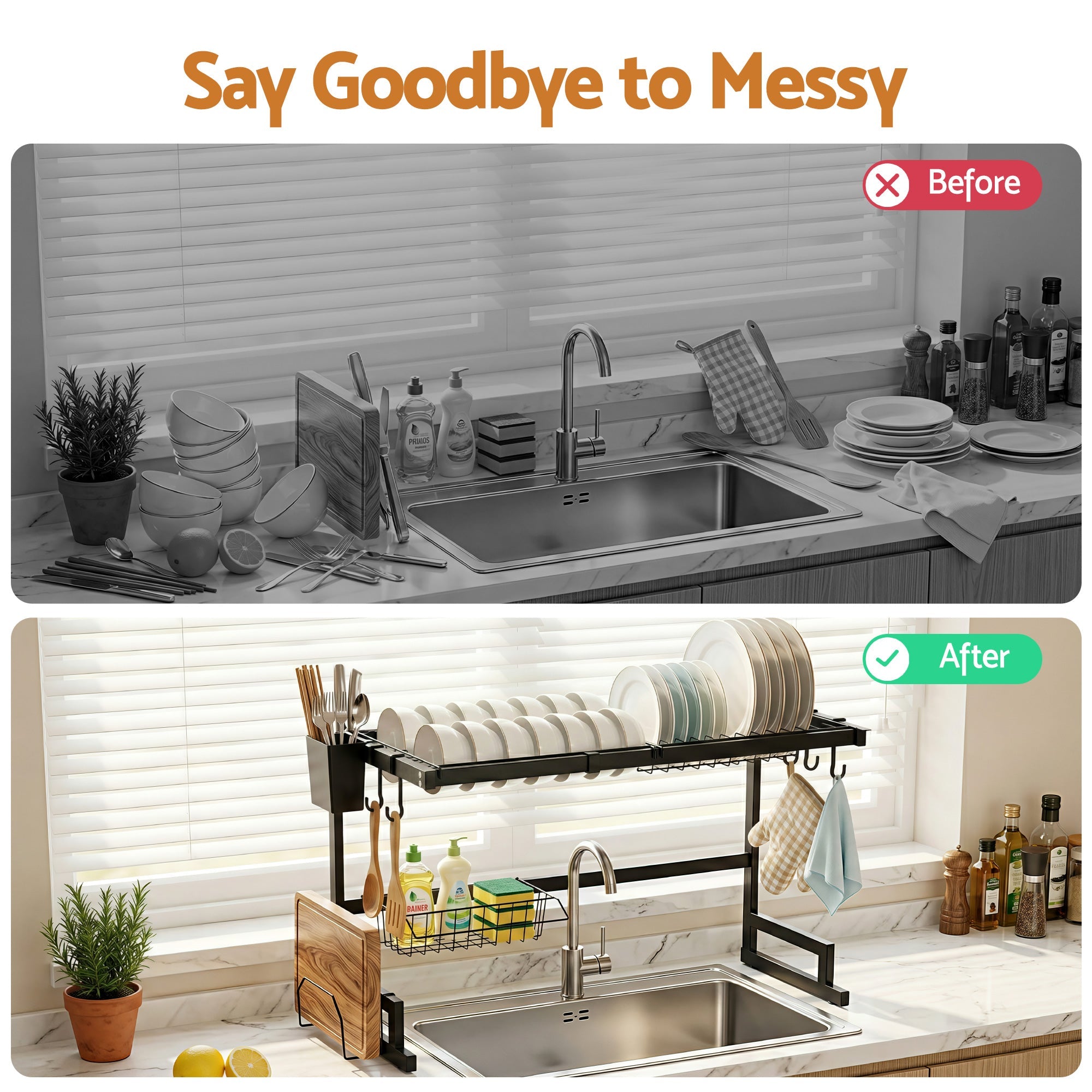 Dish Drying Rack for Kitchen Storage Organisation Kitchen Sink Organiser Dish Drainer - Home & Garden > Kitchenware > Dish Racks - Rivercity House & Home Co. (ABN 18 642 972 209) - Affordable Modern Furniture Australia