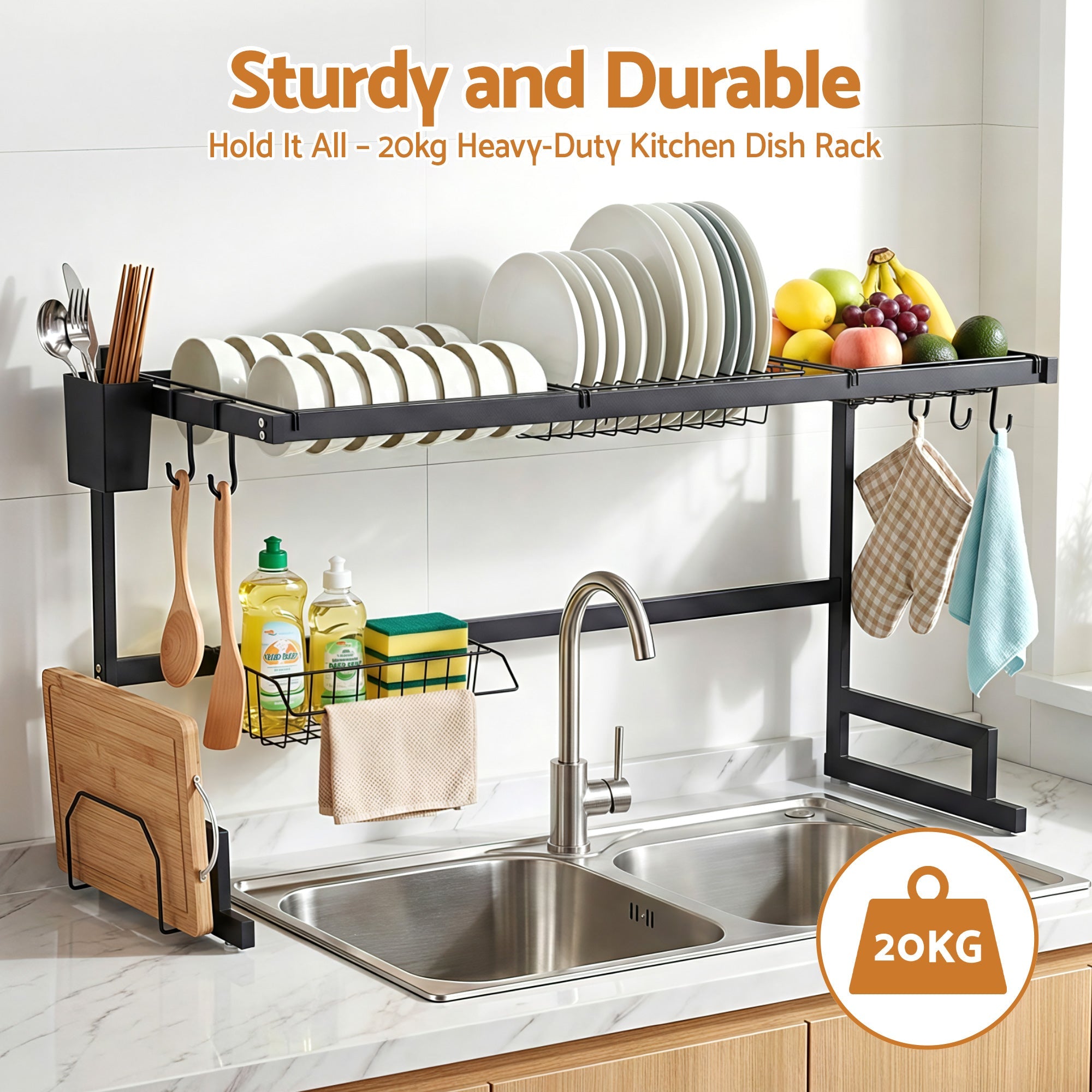 Dish Drying Rack for Kitchen Storage Organisation Kitchen Sink Organiser Dish Drainer - Home & Garden > Kitchenware > Dish Racks - Rivercity House & Home Co. (ABN 18 642 972 209) - Affordable Modern Furniture Australia