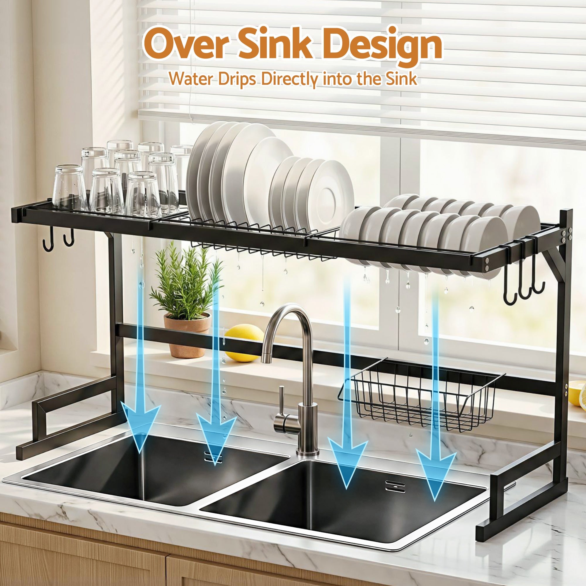 Dish Drying Rack for Kitchen Storage Organisation Kitchen Sink Organiser Dish Drainer - Home & Garden > Kitchenware > Dish Racks - Rivercity House & Home Co. (ABN 18 642 972 209) - Affordable Modern Furniture Australia