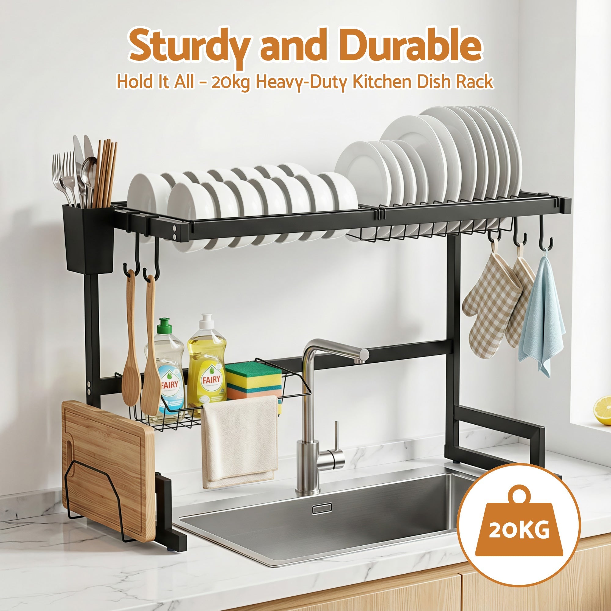 Dish Drying Rack for Kitchen Storage Organisation Kitchen Sink Organiser Dish Drainer - Home & Garden > Kitchenware > Dish Racks - Rivercity House & Home Co. (ABN 18 642 972 209) - Affordable Modern Furniture Australia