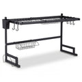 2-Tier Over Sink Dish Drying Rack Kitchen Sink Organiser Dish Drainer - Black
