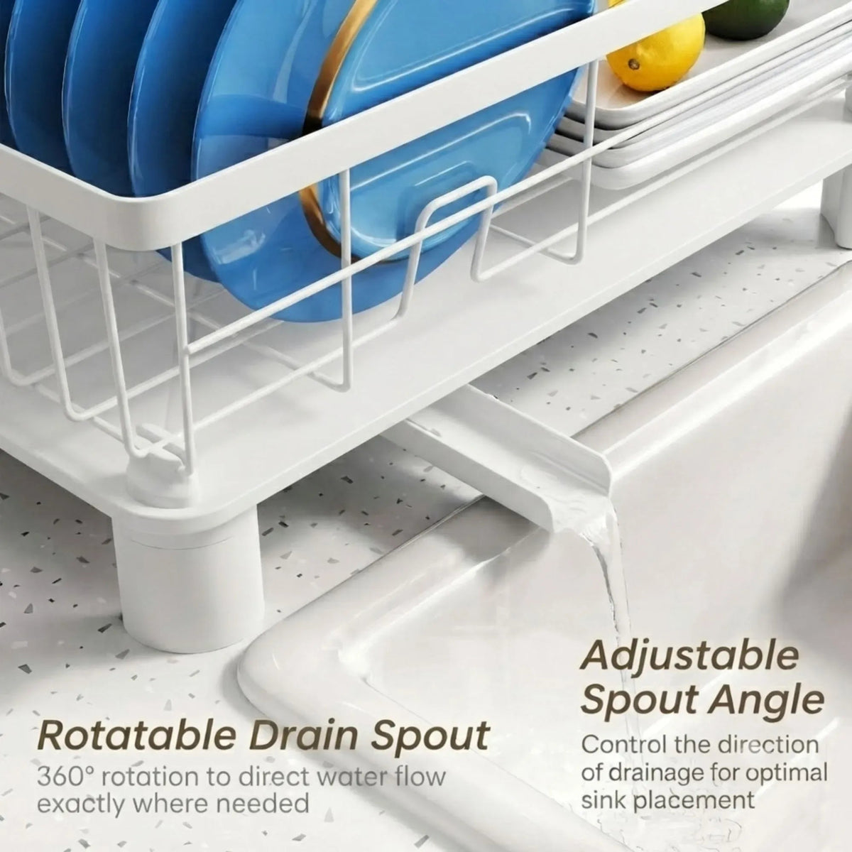 Dish Drying Rack with Drainboard and Utensil Holder for Kitchen - White - Home & Garden > Kitchenware > Dish Racks - Rivercity House & Home Co. (ABN 18 642 972 209) - Affordable Modern Furniture Australia