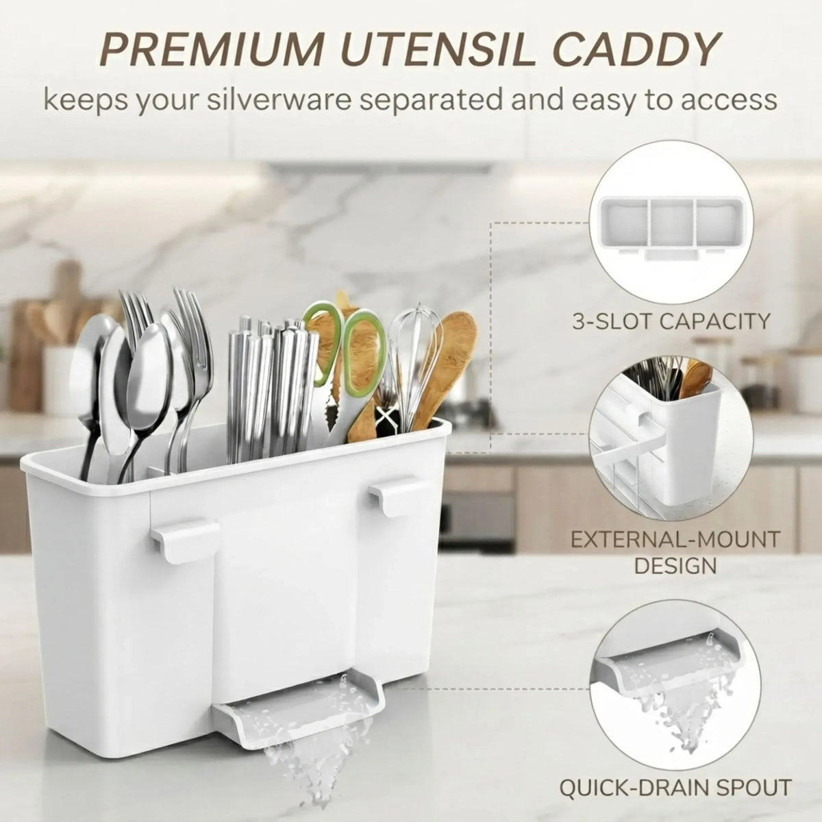 Dish Drying Rack with Drainboard and Utensil Holder for Kitchen - White - Home & Garden > Kitchenware > Dish Racks - Rivercity House & Home Co. (ABN 18 642 972 209) - Affordable Modern Furniture Australia