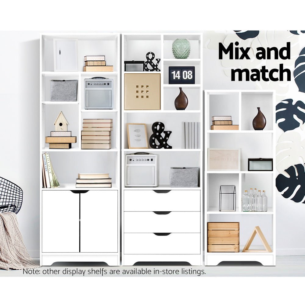 Display Shelf with Drawers (White) - Rivercity House & Home Co. (ABN 18 642 972 209) - Affordable Modern Furniture Australia