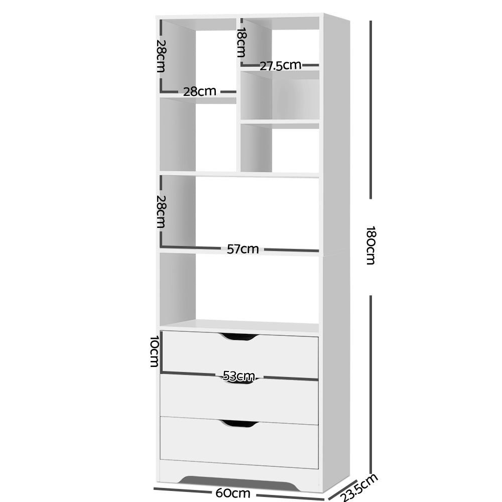 Display Shelf with Drawers (White) - Rivercity House & Home Co. (ABN 18 642 972 209) - Affordable Modern Furniture Australia