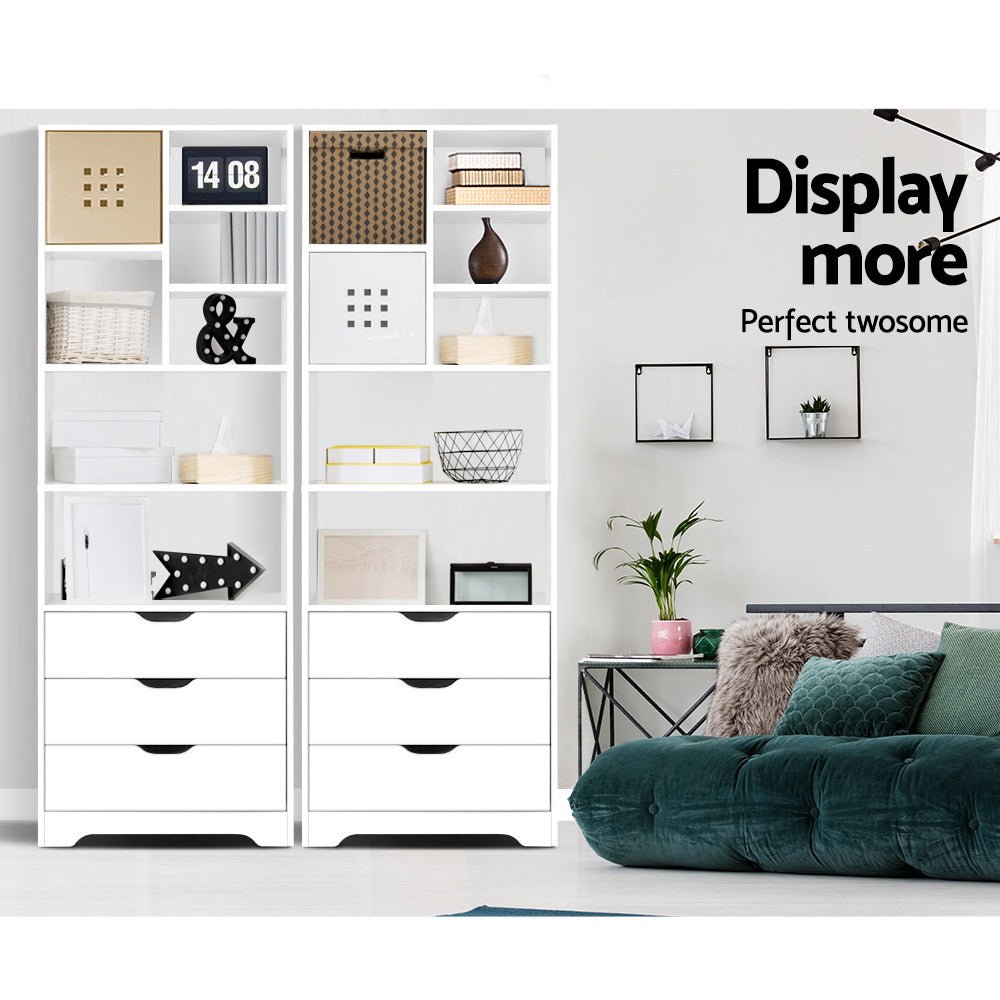 Display Shelf with Drawers (White) - Rivercity House & Home Co. (ABN 18 642 972 209) - Affordable Modern Furniture Australia