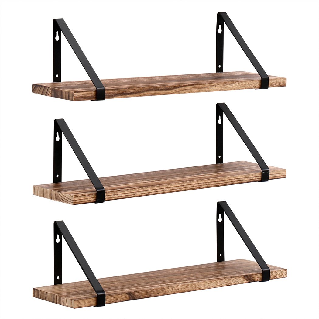 DIY Floating Wall Shelves 3 - Tier Paulownia Wood - Natural - Rivercity House & Home Co. (ABN 18 642 972 209) - Affordable Modern Furniture Australia