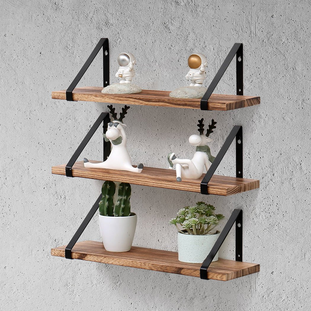 DIY Floating Wall Shelves 3 - Tier Paulownia Wood - Natural - Rivercity House & Home Co. (ABN 18 642 972 209) - Affordable Modern Furniture Australia