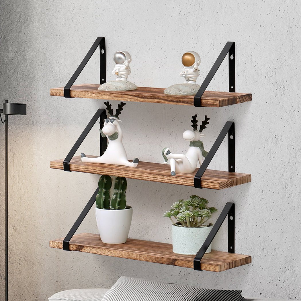 DIY Floating Wall Shelves 3 - Tier Paulownia Wood - Natural - Rivercity House & Home Co. (ABN 18 642 972 209) - Affordable Modern Furniture Australia