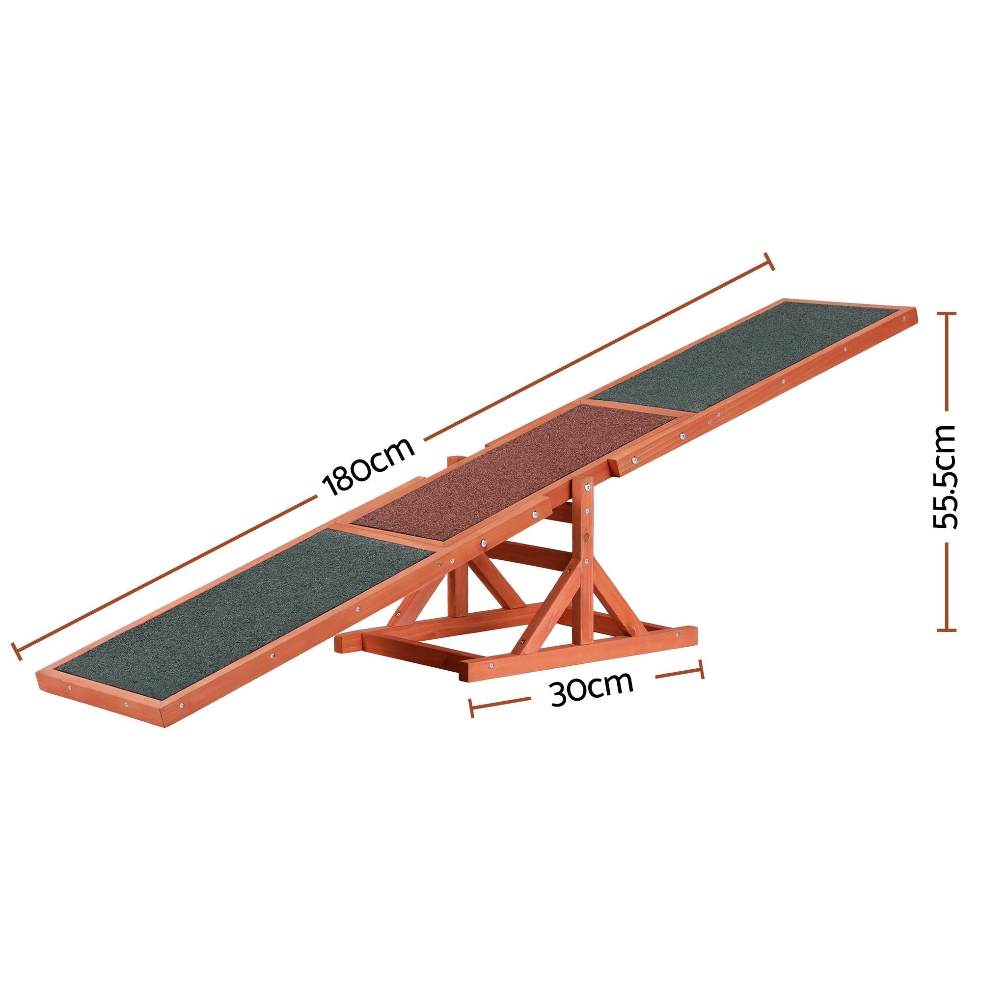 Dog Agility Seesaw 180cm for Obedience Training and Outdoor Play - Brown - Pet Care > Dog Supplies > Dog Training Aids - Rivercity House & Home Co. (ABN 18 642 972 209) - Affordable Modern Furniture Australia