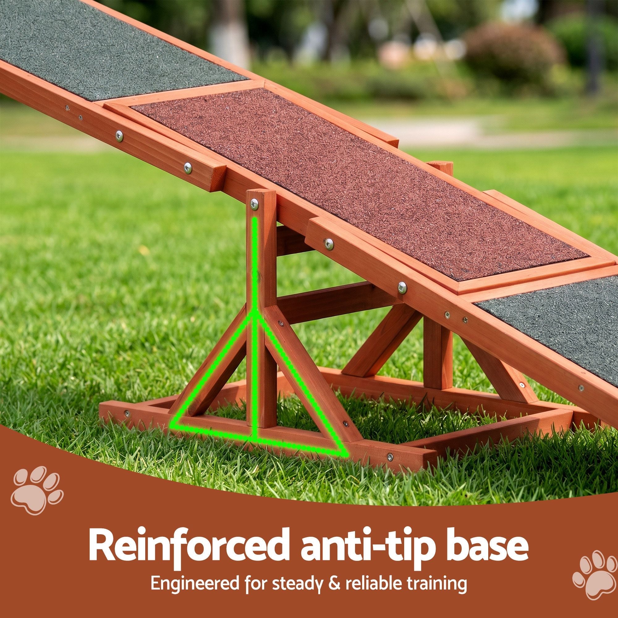 Dog Agility Seesaw 180cm for Obedience Training and Outdoor Play - Brown - Pet Care > Dog Supplies > Dog Training Aids - Rivercity House & Home Co. (ABN 18 642 972 209) - Affordable Modern Furniture Australia