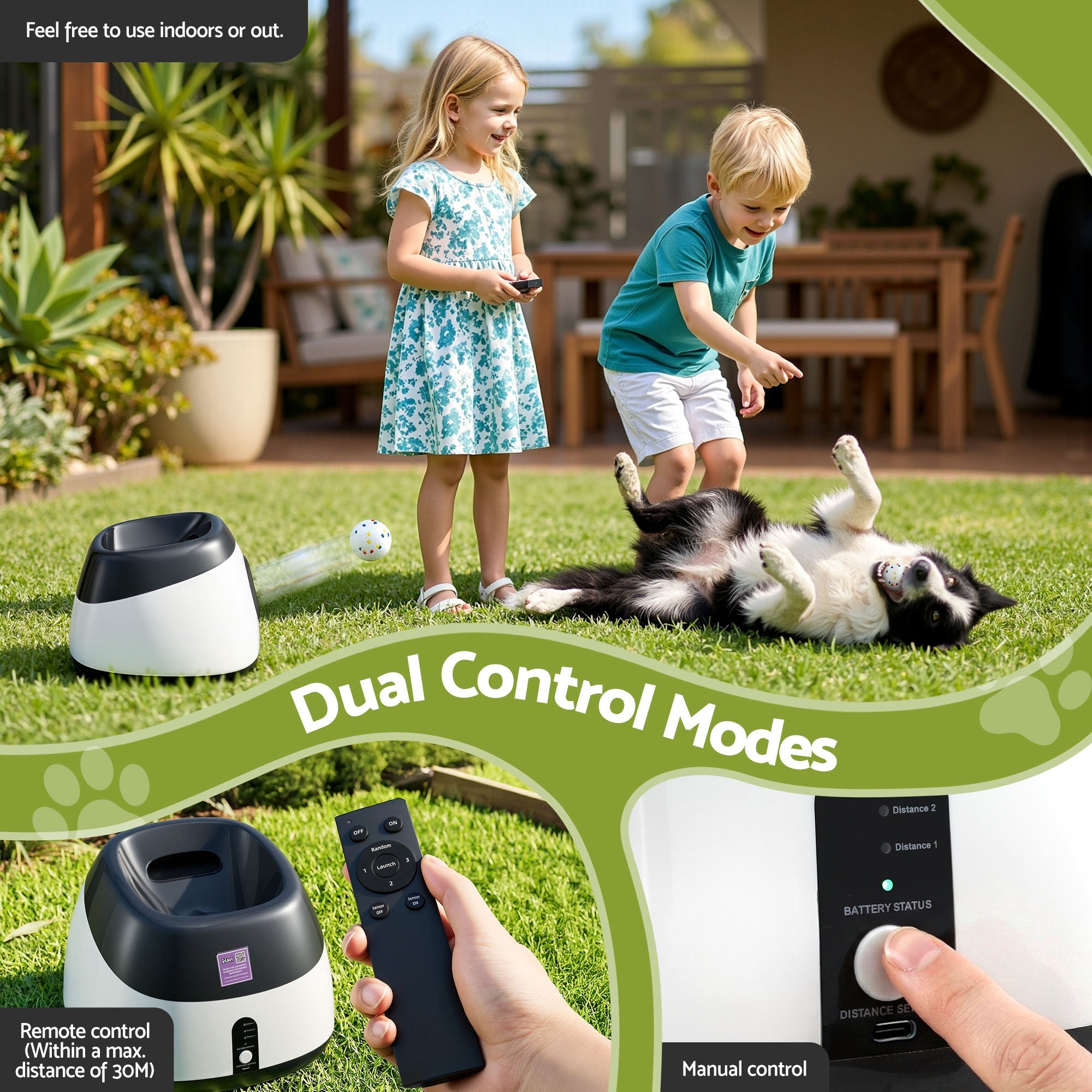 Dog Ball Launcher Thrower with 6 ETPU Balls and Adjustable 14/18/22m Distance - Black - Pet Care > Toys > Dog Toys - Rivercity House & Home Co. (ABN 18 642 972 209) - Affordable Modern Furniture Australia