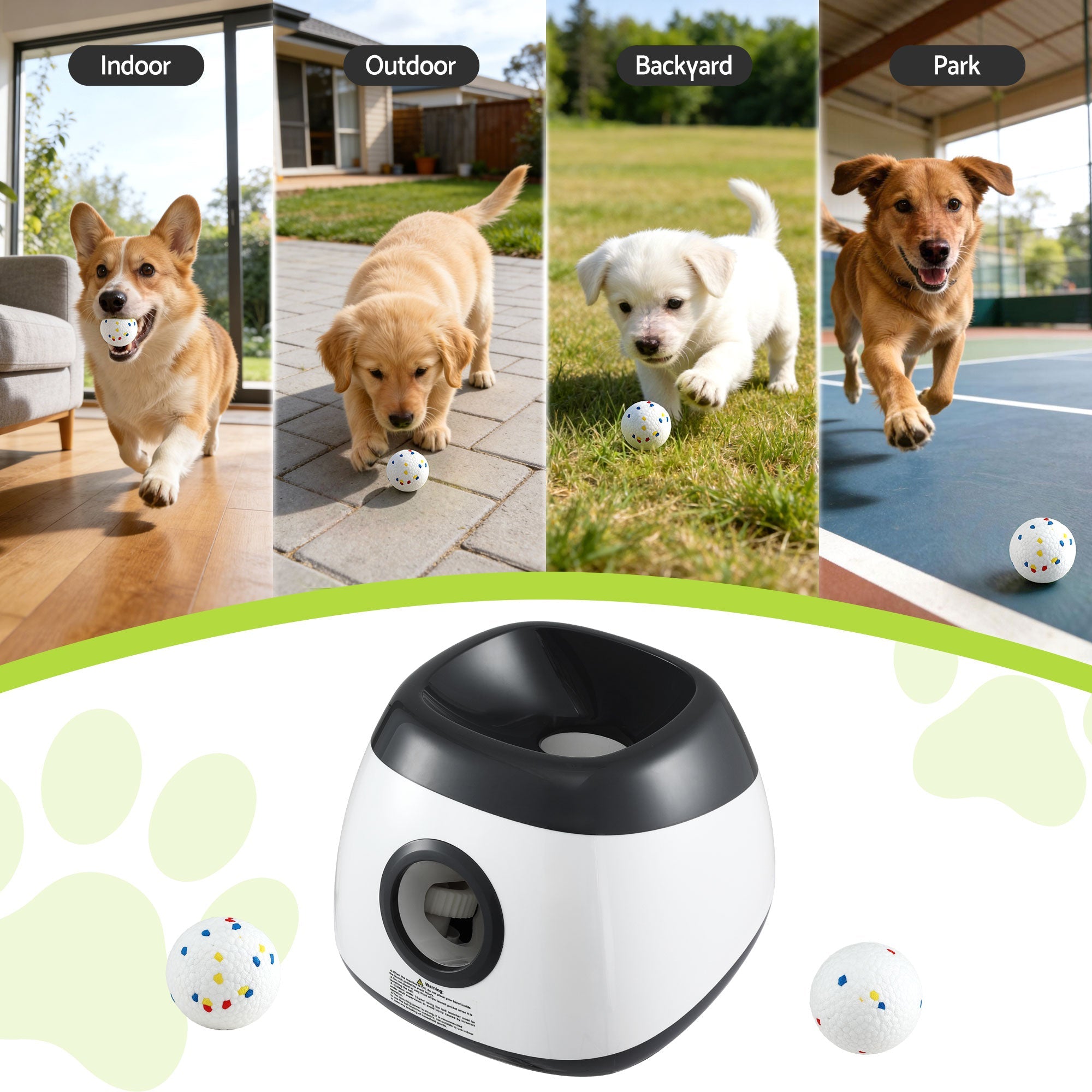 Dog Ball Launcher Thrower with 6 ETPU Balls and Adjustable 14/18/22m Distance - Black - Pet Care > Toys > Dog Toys - Rivercity House & Home Co. (ABN 18 642 972 209) - Affordable Modern Furniture Australia