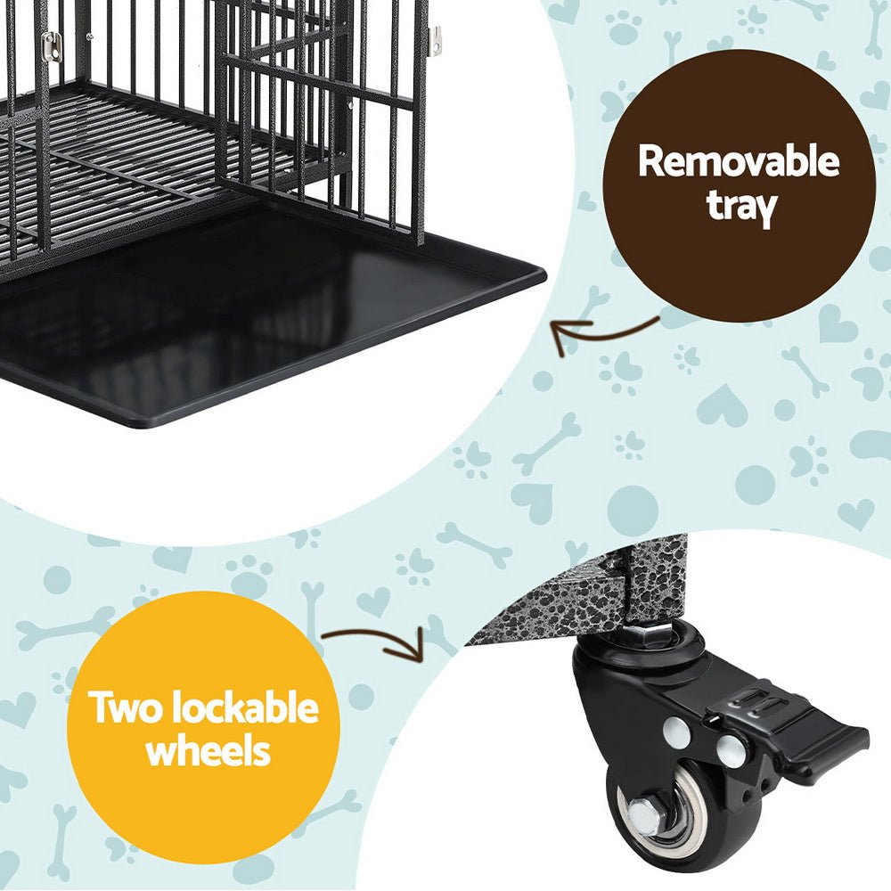 Dog Cage Crate Large Puppy Cat Anti - Bite Pet Kennel Wheels w/Tray Metal - Pet Care > Dog Supplies - Rivercity House & Home Co. (ABN 18 642 972 209) - Affordable Modern Furniture Australia