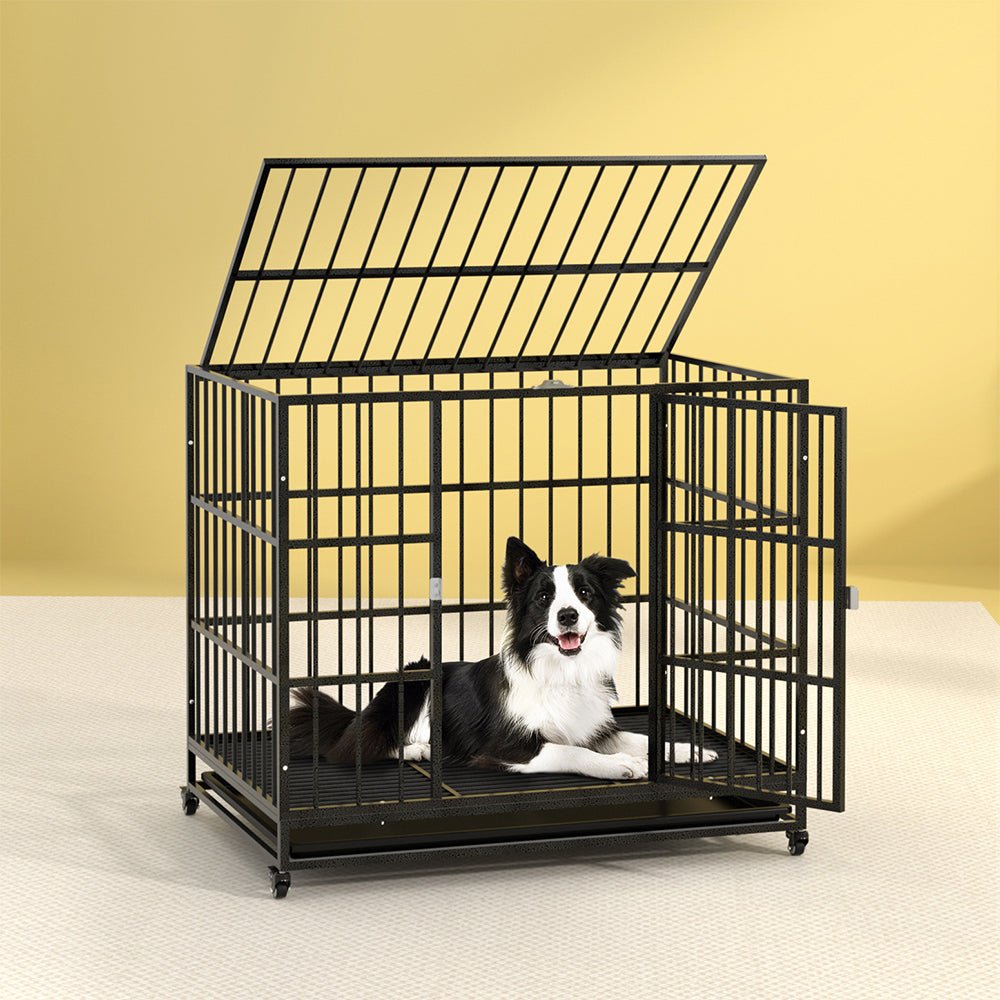 Dog Cage Crate Large Puppy Cat Anti - Bite Pet Kennel Wheels w/Tray Metal - Pet Care > Dog Supplies - Rivercity House & Home Co. (ABN 18 642 972 209) - Affordable Modern Furniture Australia