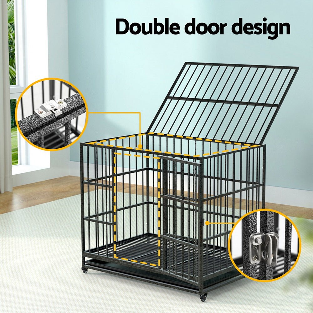 Dog Cage Crate Large Puppy Cat Anti - Bite Pet Kennel Wheels w/Tray Metal - Pet Care > Dog Supplies - Rivercity House & Home Co. (ABN 18 642 972 209) - Affordable Modern Furniture Australia