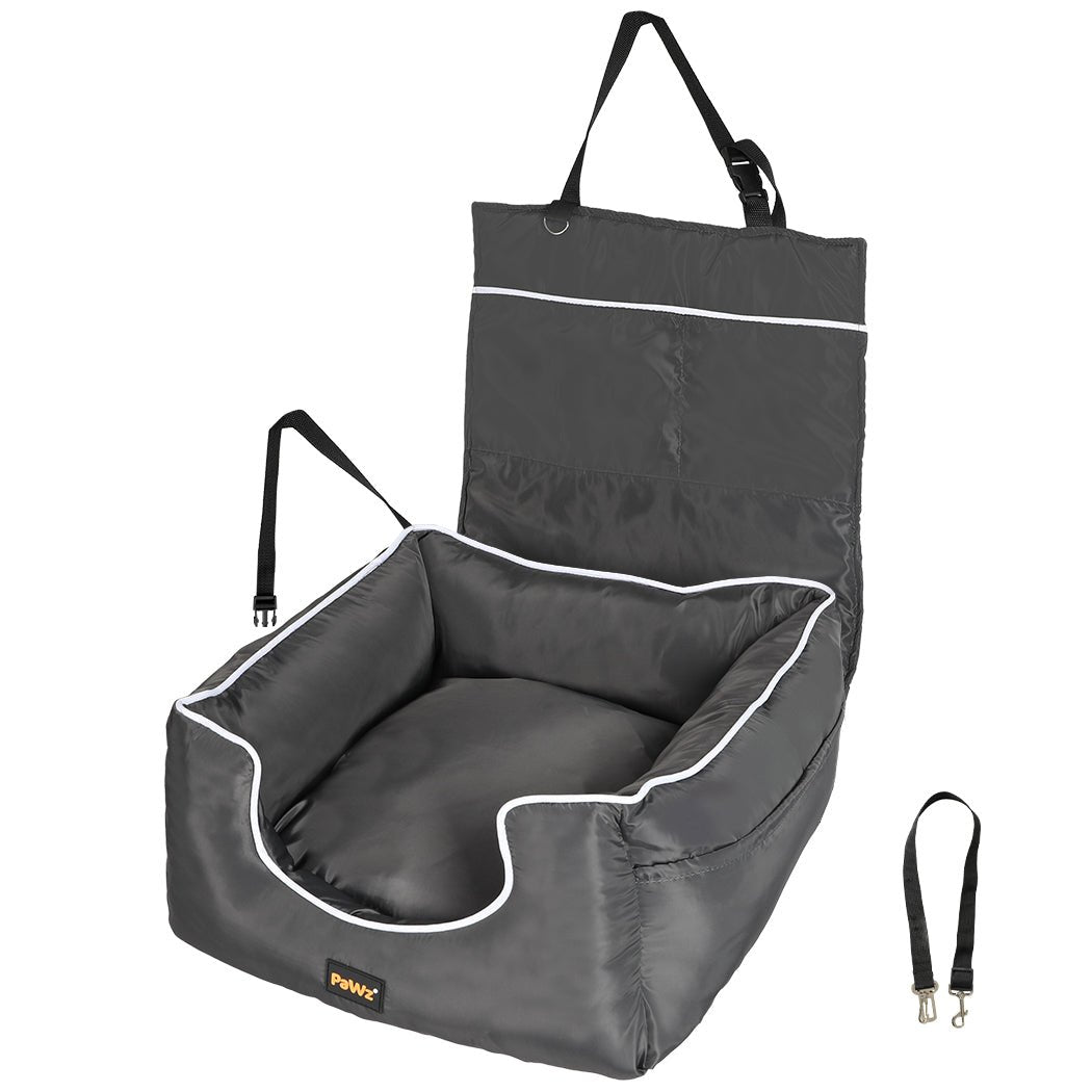 Dog Car Booster Seat with Safety Belt and Backrest - Grey - Rivercity House & Home Co. (ABN 18 642 972 209) - Affordable Modern Furniture Australia
