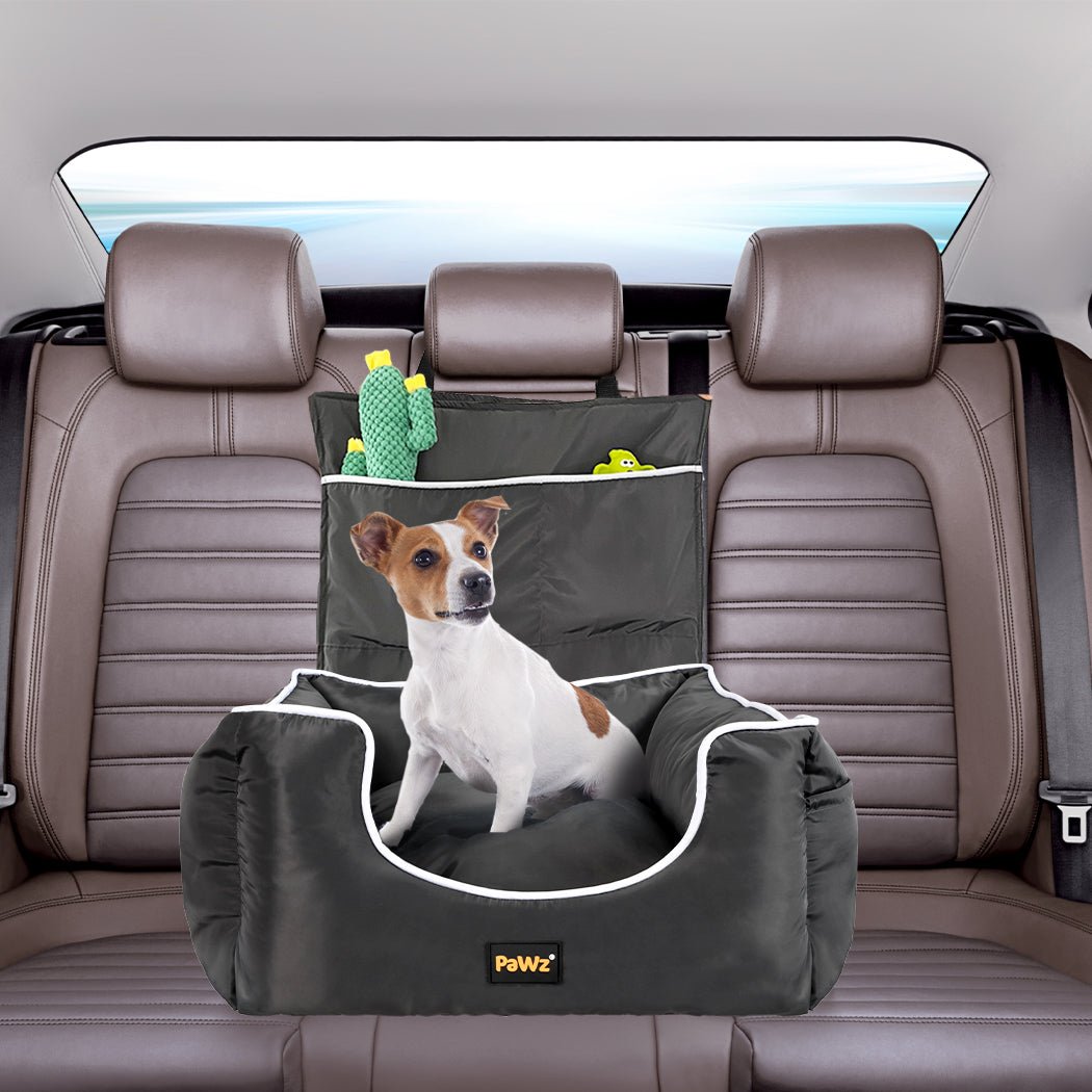 Dog Car Booster Seat with Safety Belt and Backrest - Grey - Rivercity House & Home Co. (ABN 18 642 972 209) - Affordable Modern Furniture Australia