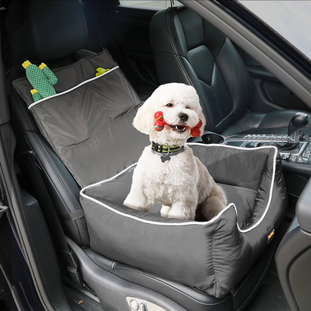 Dog Car Booster Seat with Safety Belt and Backrest - Grey - Rivercity House & Home Co. (ABN 18 642 972 209) - Affordable Modern Furniture Australia