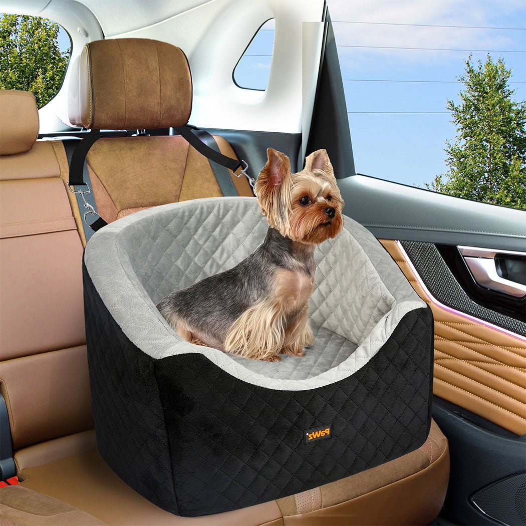 Dog Car Booster Seat with Safety Belt and Travel Bed - Black - Rivercity House & Home Co. (ABN 18 642 972 209) - Affordable Modern Furniture Australia