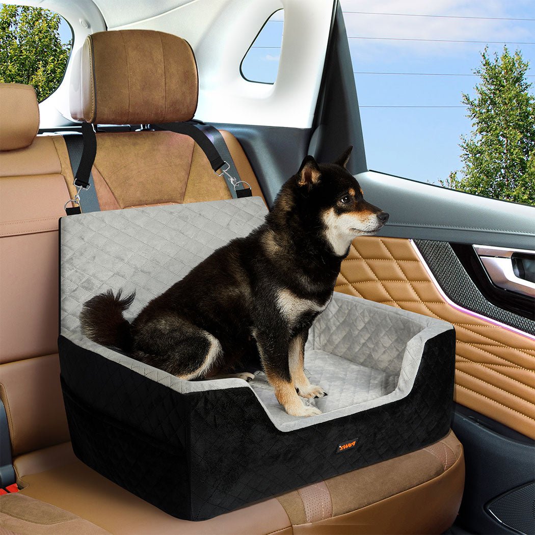 Dog Car Booster Seat with Safety Belt and Travel Bed - Black - Rivercity House & Home Co. (ABN 18 642 972 209) - Affordable Modern Furniture Australia