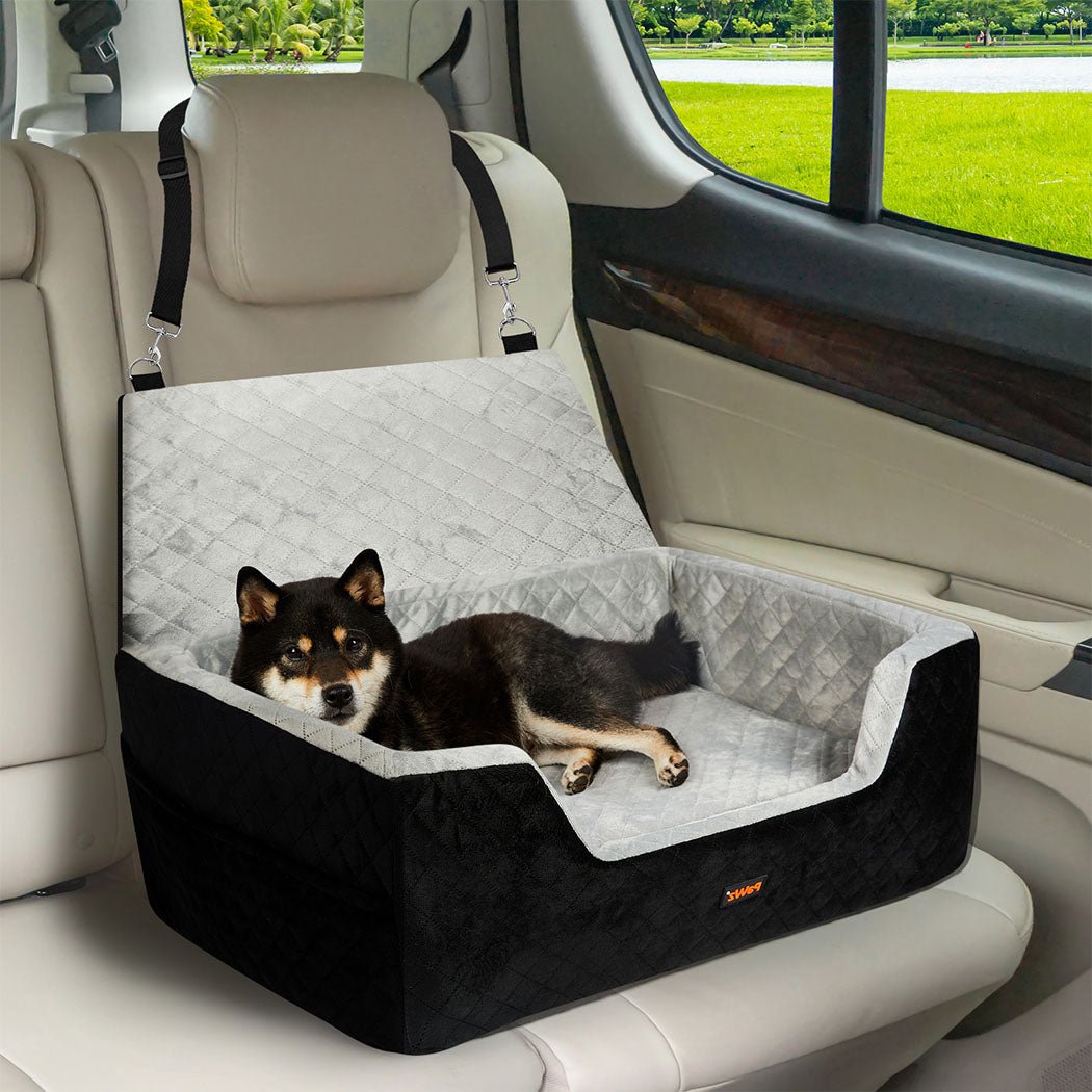 Dog Car Booster Seat with Safety Belt and Travel Bed - Black - Rivercity House & Home Co. (ABN 18 642 972 209) - Affordable Modern Furniture Australia