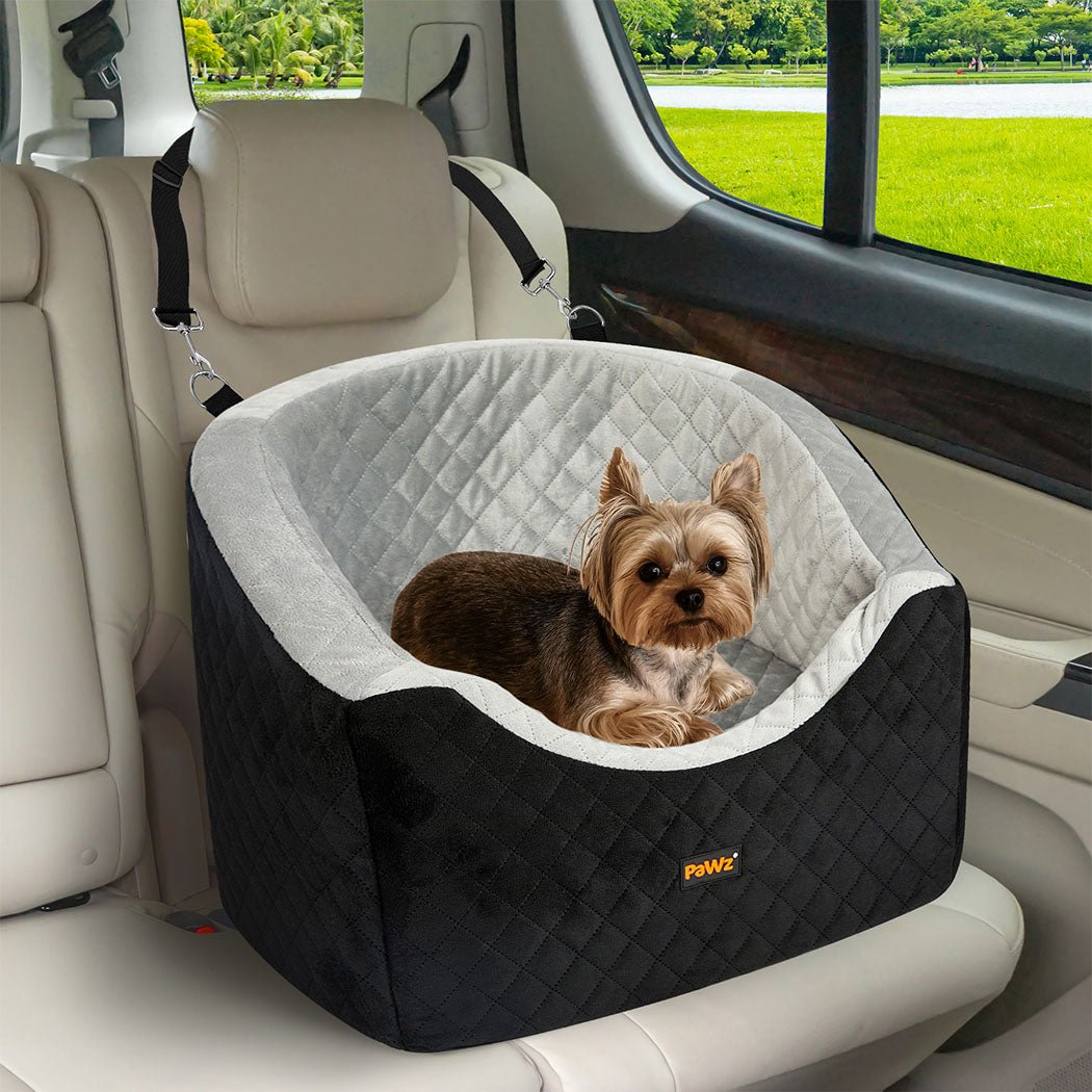 Dog Car Booster Seat with Safety Belt and Travel Bed - Black - Rivercity House & Home Co. (ABN 18 642 972 209) - Affordable Modern Furniture Australia