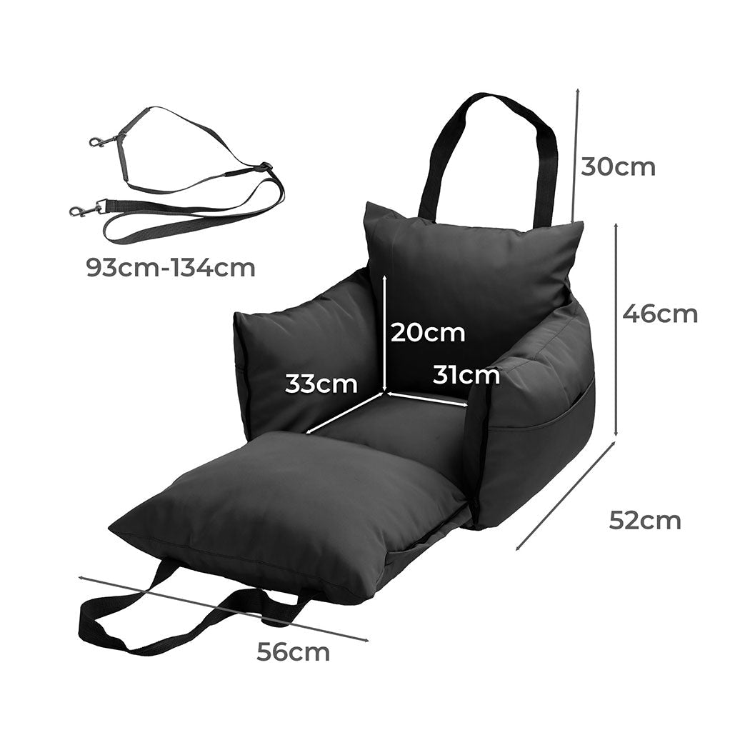Dog Car Seat Booster with Adjustable Belt and Removable Cover - Black - Rivercity House & Home Co. (ABN 18 642 972 209) - Affordable Modern Furniture Australia