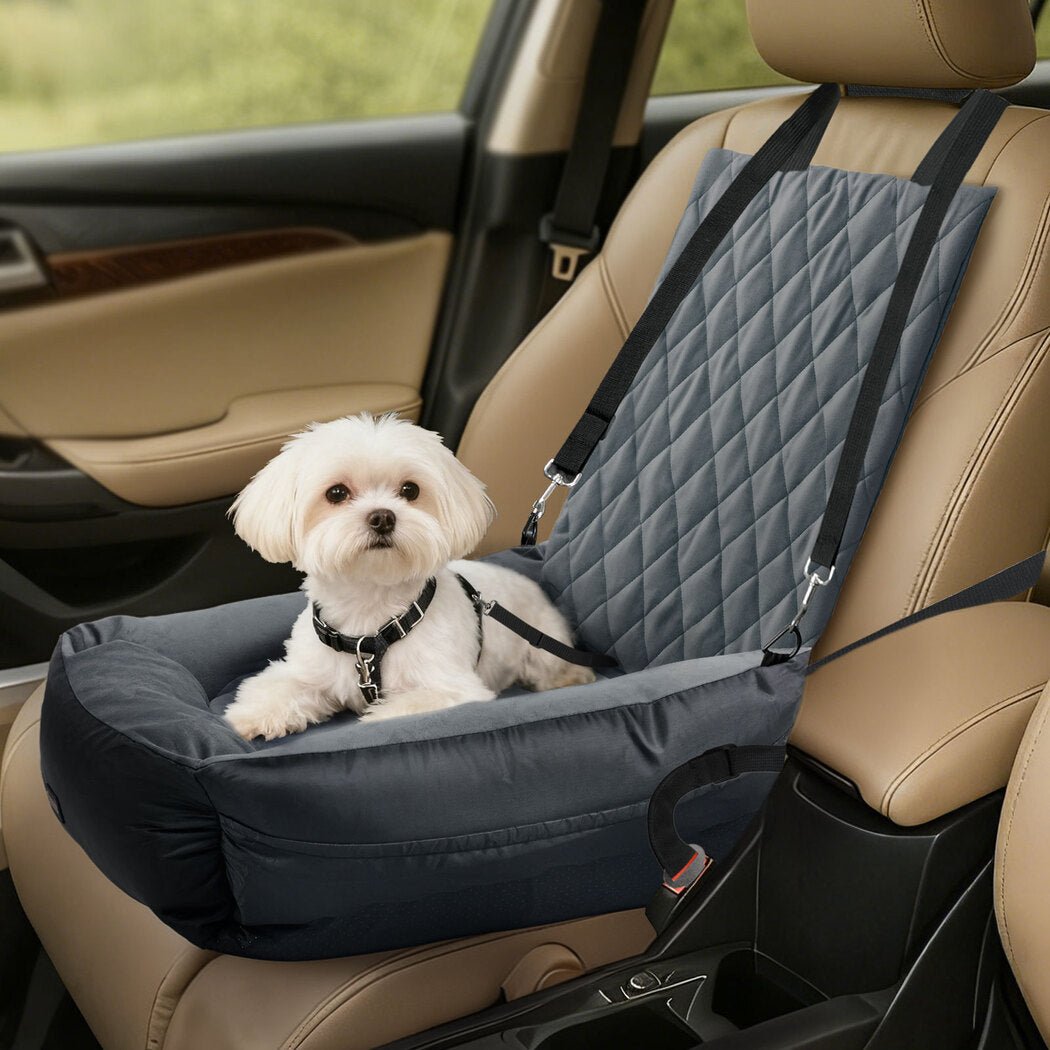 Dog Car Seat Travel Safety Booster with Straps - Grey - Rivercity House & Home Co. (ABN 18 642 972 209) - Affordable Modern Furniture Australia