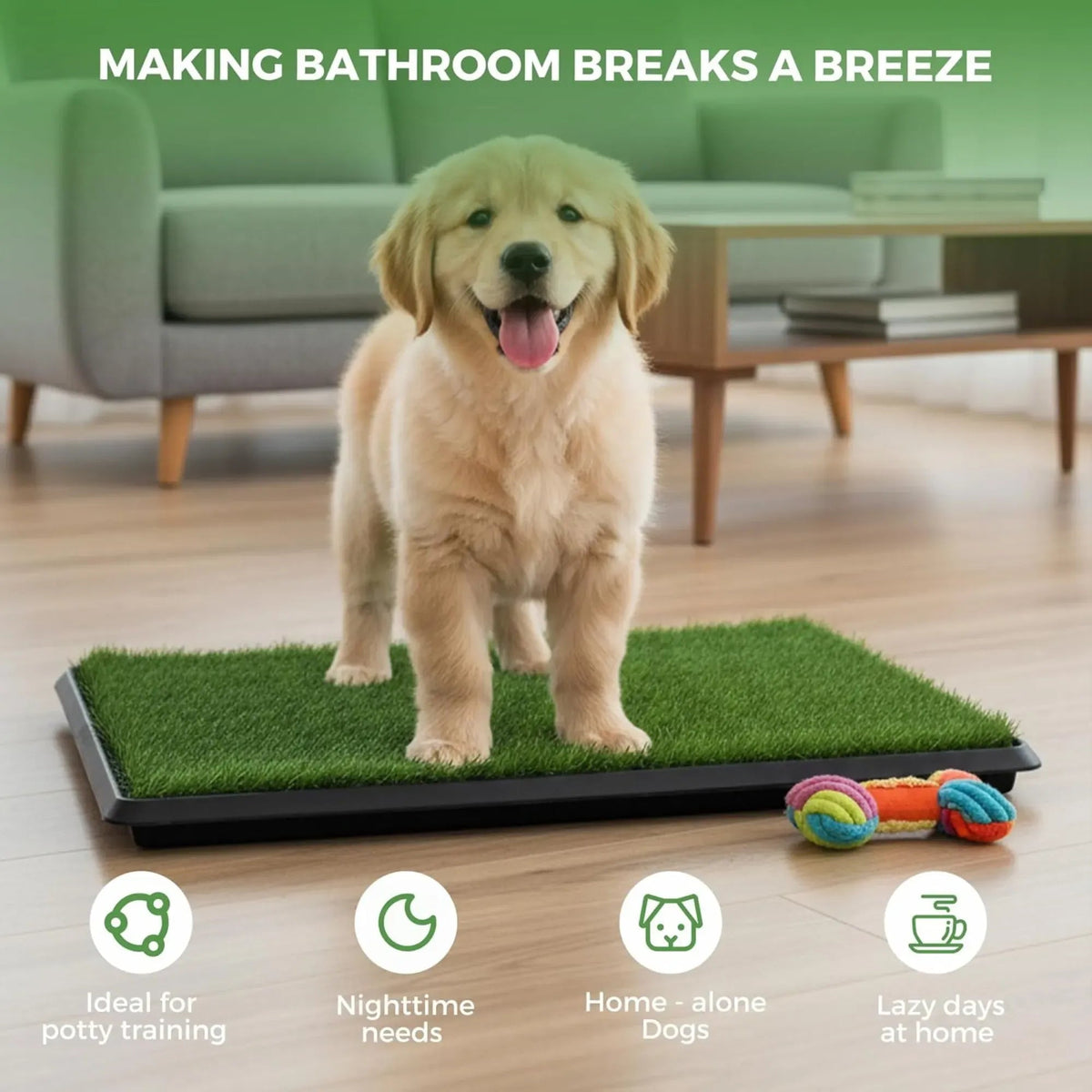 Dog Grass Pad with Tray 3-Layer Drainage System for Puppy Potty - Green - Pet Care > Cat Supplies > Cat Furniture - Rivercity House & Home Co. (ABN 18 642 972 209) - Affordable Modern Furniture Australia