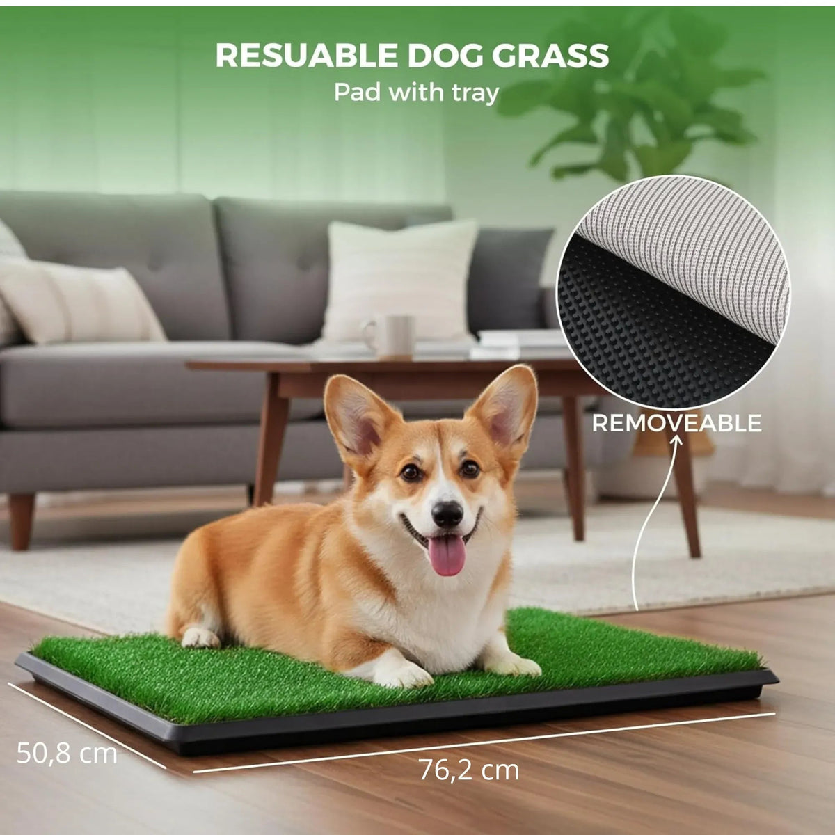 Dog Grass Pad with Tray 3-Layer Drainage System for Puppy Potty - Green - Pet Care > Cat Supplies > Cat Furniture - Rivercity House & Home Co. (ABN 18 642 972 209) - Affordable Modern Furniture Australia